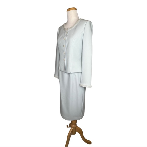 Albert Nipon Evening Vintage Formal Skirt Suit Hand Beaded 6 Made in Hong Kong - Picture 3 of 16